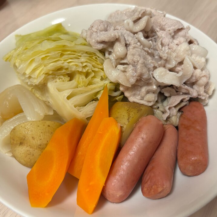 温野菜(圧力鍋)と豚しゃぶ